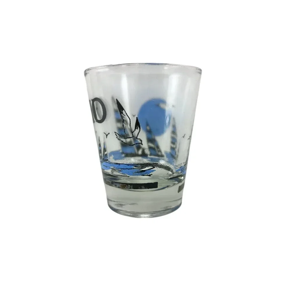 OHIO Sailboat Scene On Shot Glass Vintage